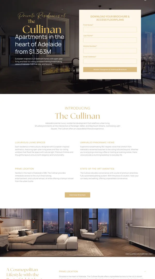 Lead page built for The Cullinan