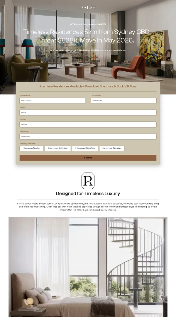 Lead page built for Ralph Alexandria