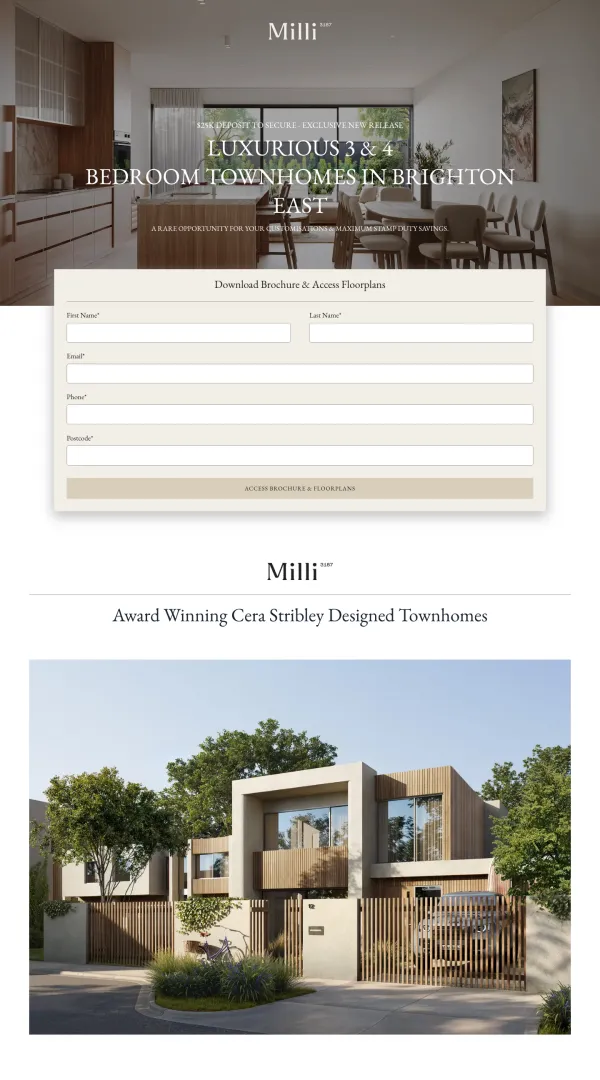Lead page built for Milli 3187