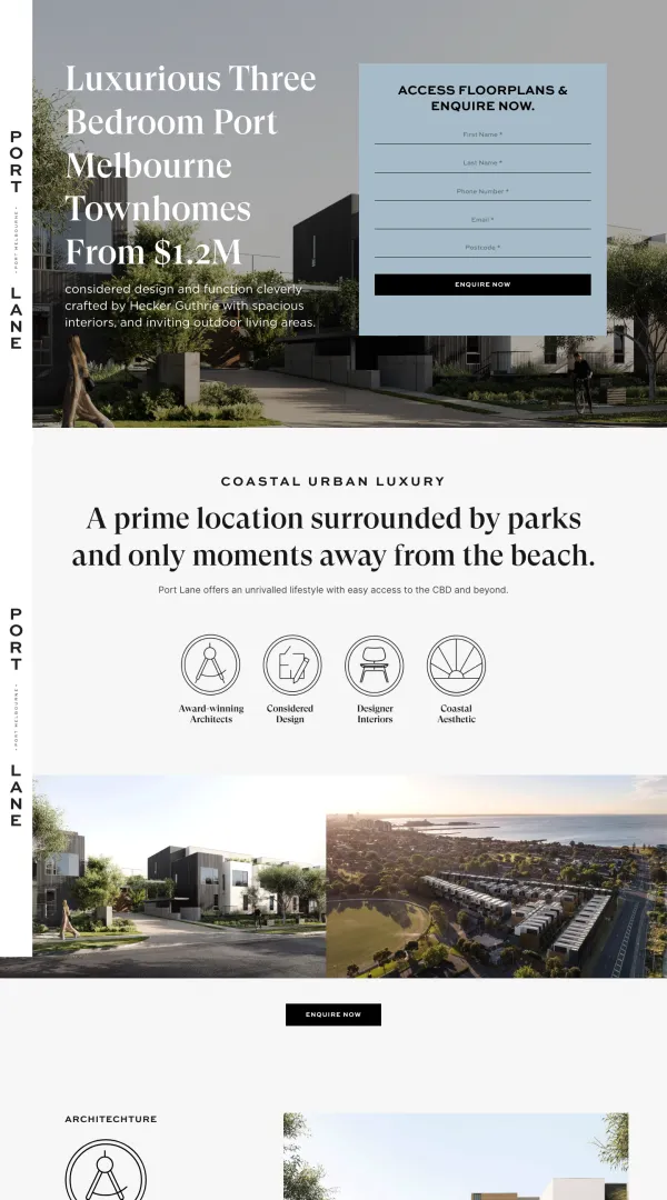 Lead page built for Port Lane